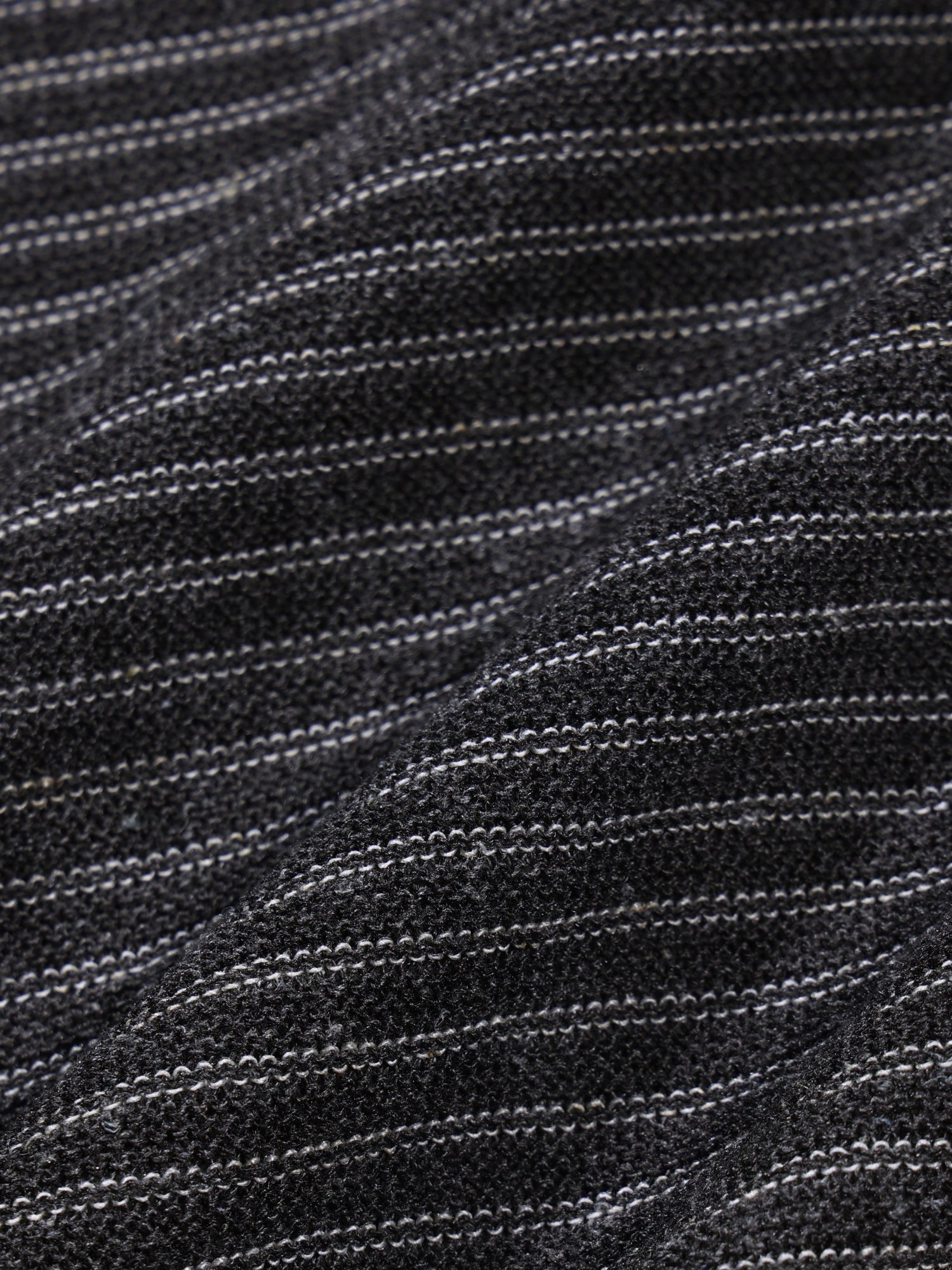 Linen Stripe Henry Half Knit (Charcoal)