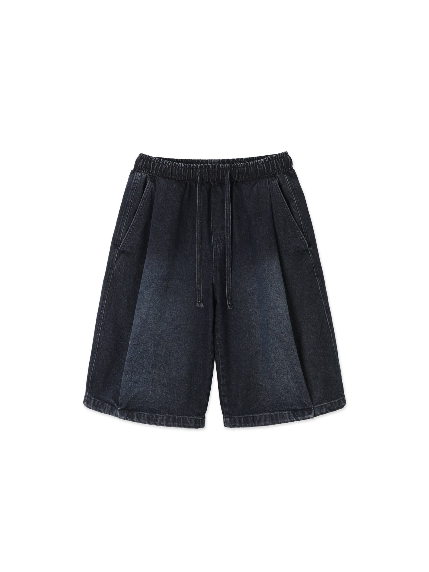 Folded Denim Shorts (Dark Blue)
