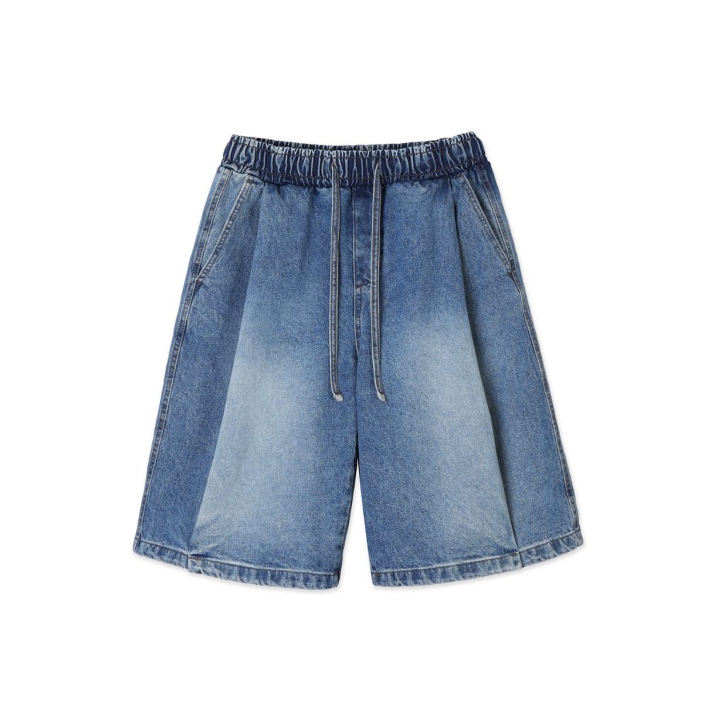 Folded Denim Shorts (Mid Blue)