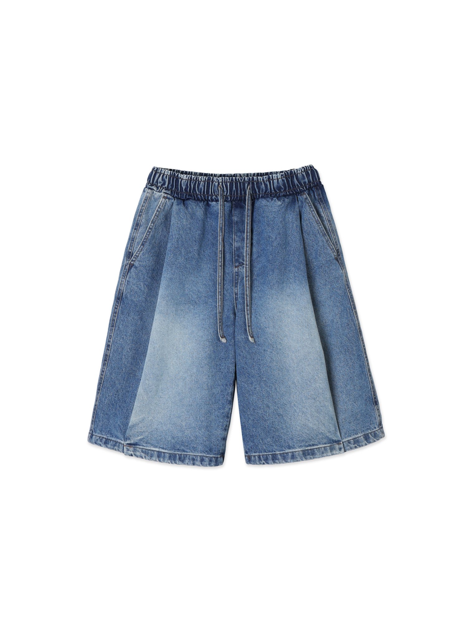 Folded Denim Shorts (Mid Blue)