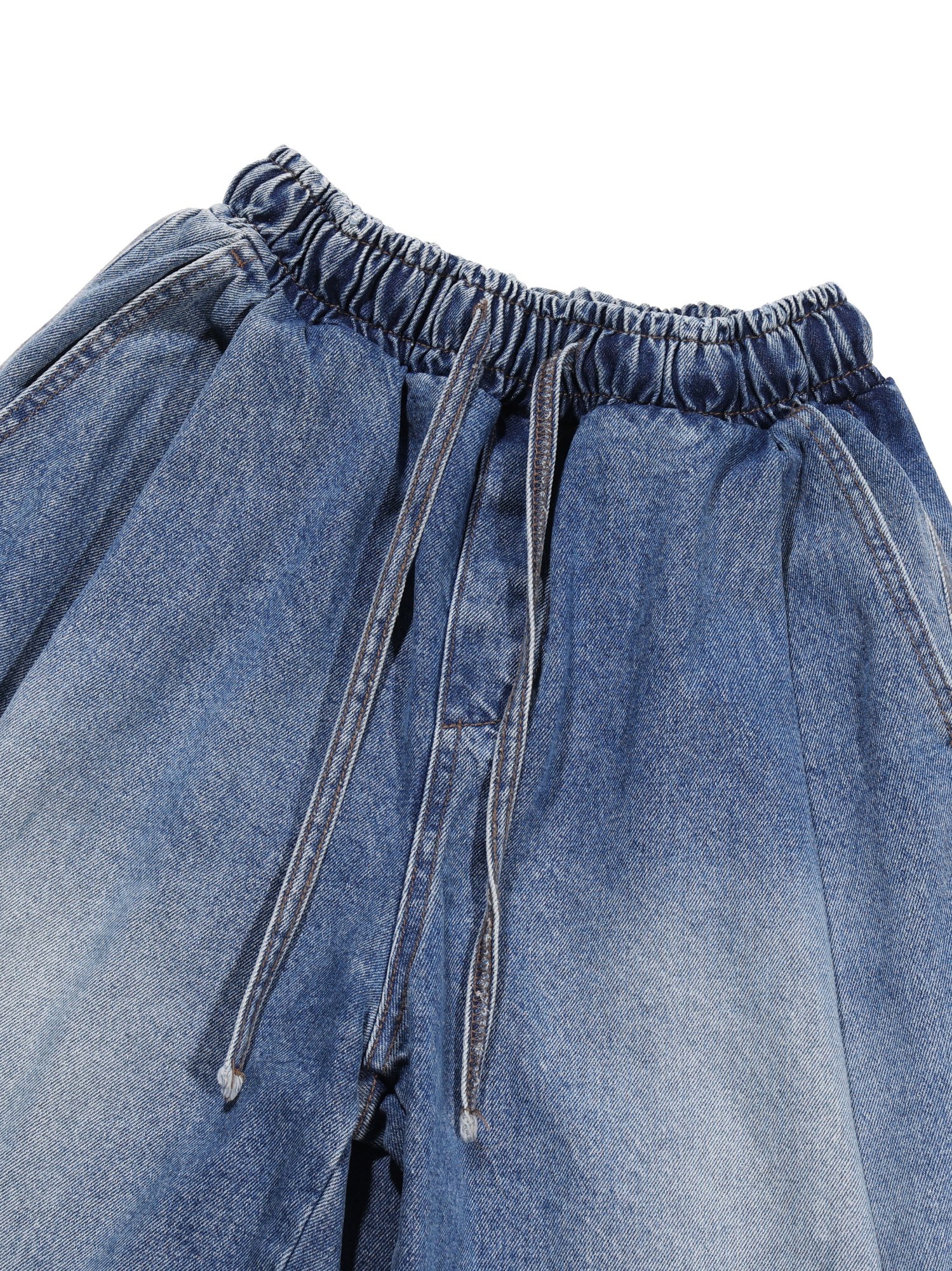 Folded Denim Shorts (Mid Blue)