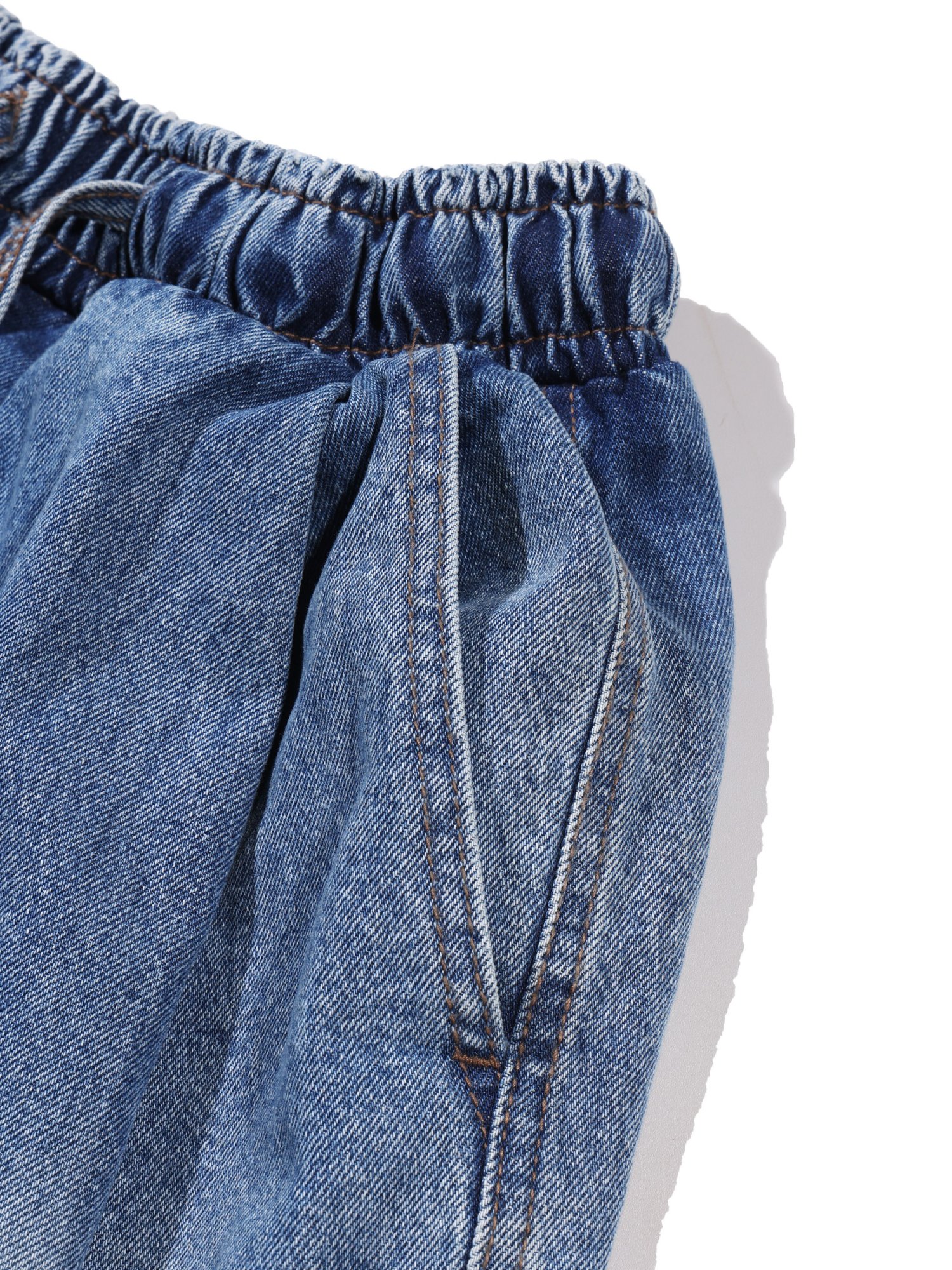 Folded Denim Shorts (Mid Blue)
