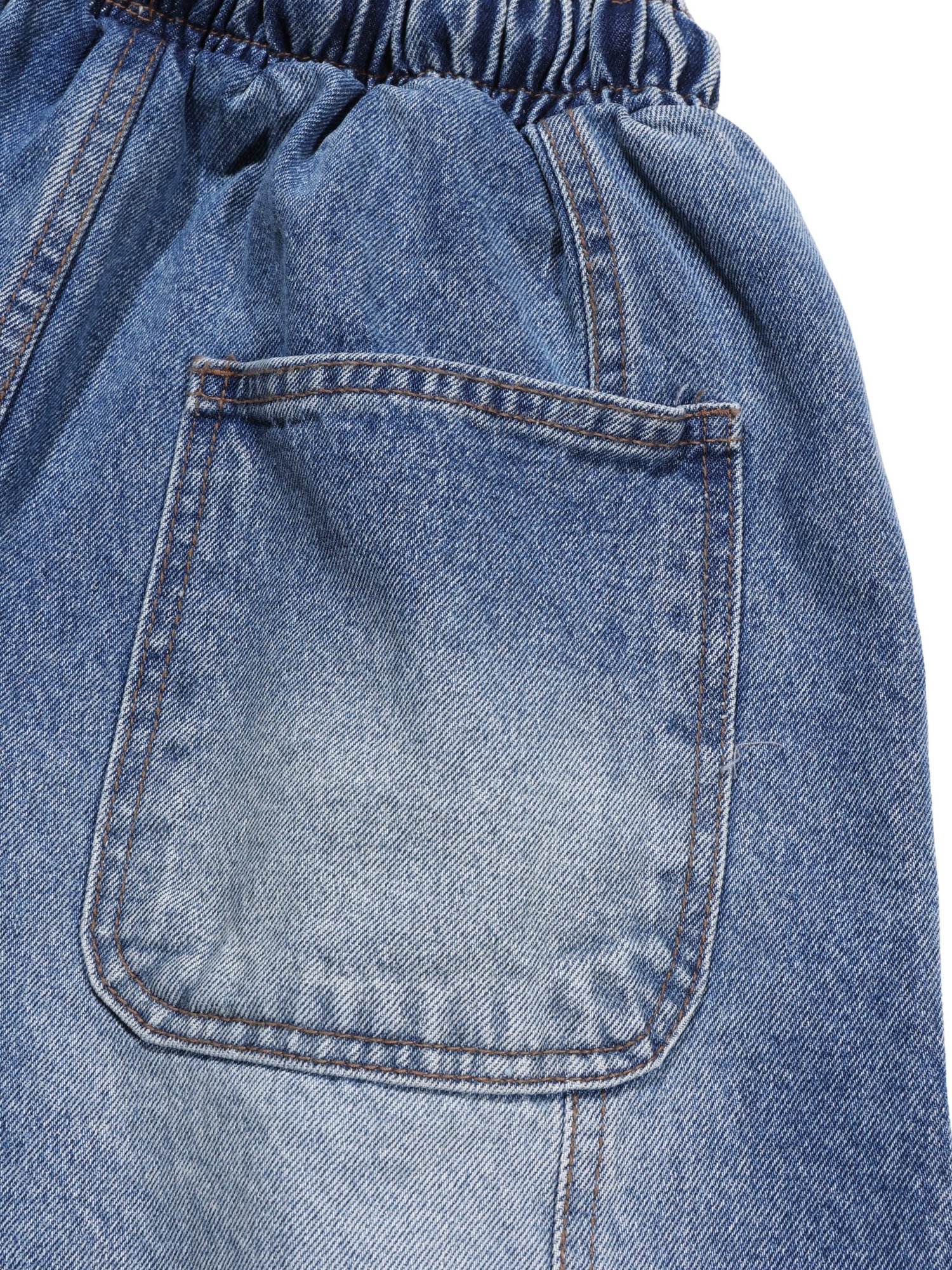 Folded Denim Shorts (Mid Blue)