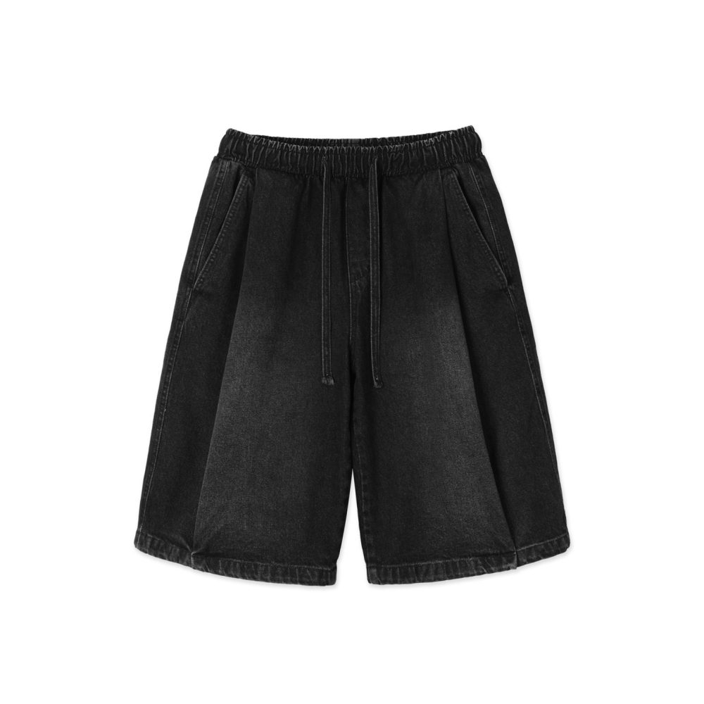 Folded Denim Shorts (Black)