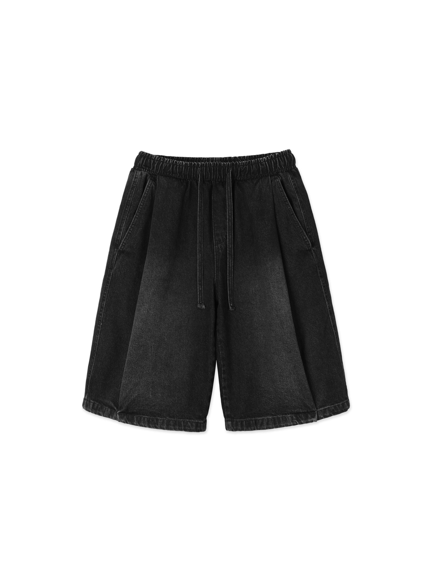 Folded Denim Shorts (Black)