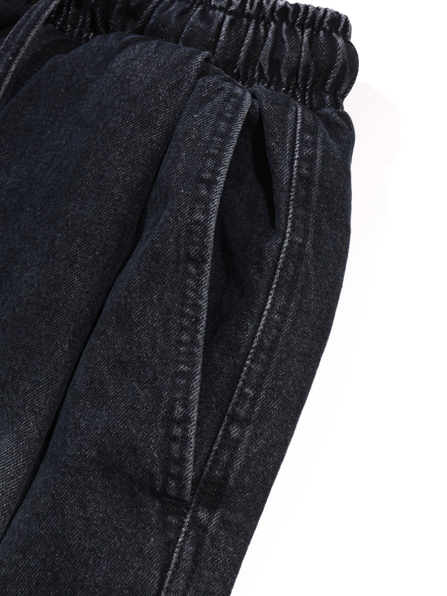 Folded Denim Shorts (Black)